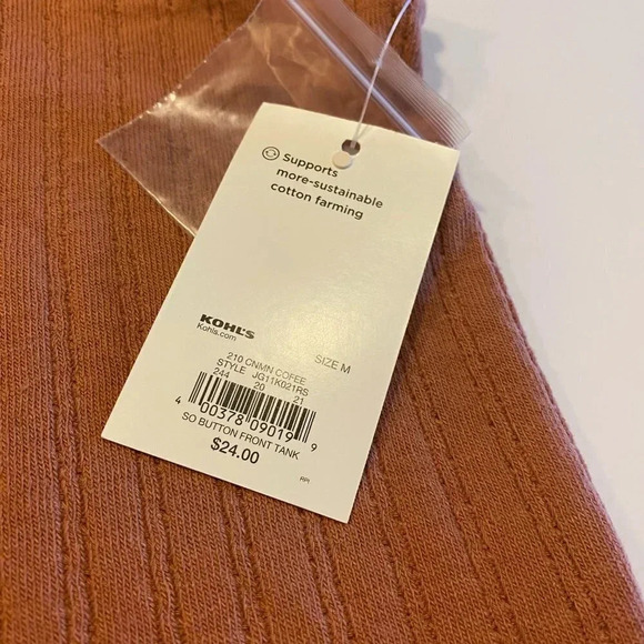 SO Button Front Tank Top Shirt with Ruffled Straps Coral (Orange/Pink) Medium - Picture 6 of 8